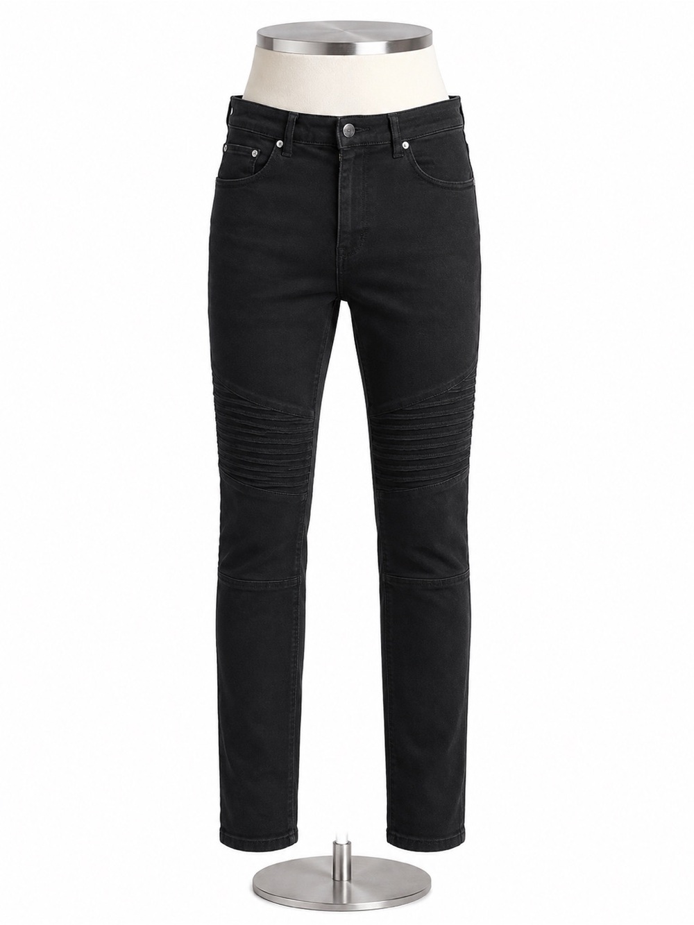 Slim Black Moto-Style Men's Jeans